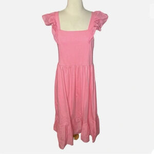 NWT J crew 
Eyelet lace 
MIDI dress 
Pink
Size md
Pit to pit 18”